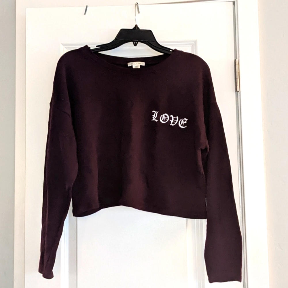 Bozzolo Maroon Purple Long Sleeve Love Graphic Sweatshirt Long Sleeve